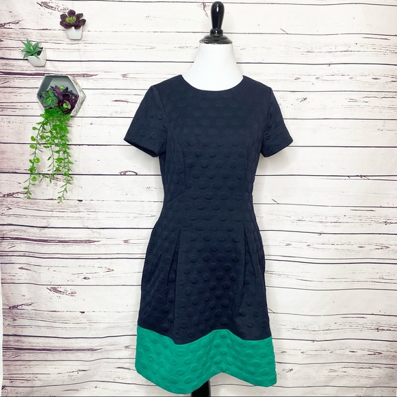 Elle Black & Green Short Sleeve Pleated Dress Size Medium - Picture 5 of 10